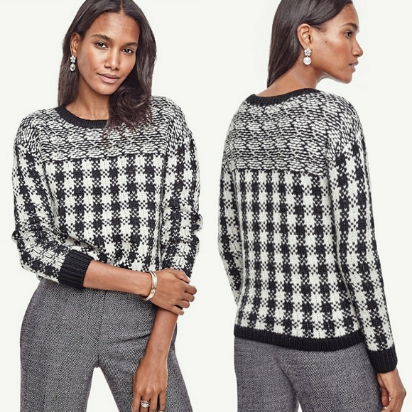 Ann Taylor Sweaters - Ann Taylor Black & White Mixed Print Sweater